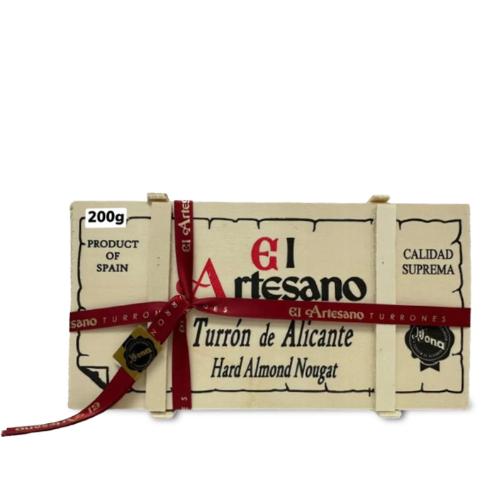El Artesano Hard Almond Turron Wooden Box
